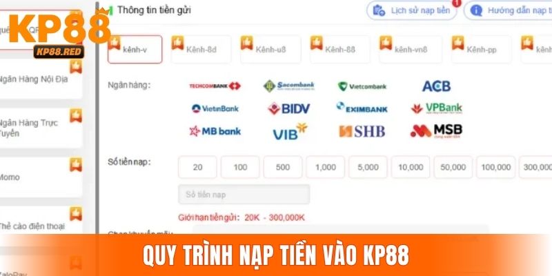 Quy trình thực hiện nạp tiền vốn vào tài khoản KP88